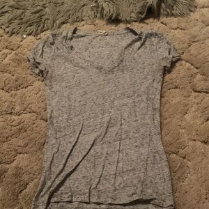 PINK Victoria's Secret Heather Gray Short Sleeve V-Neck Tee
